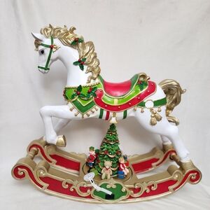 Holiday Rocking Horse with Gold and Red Details